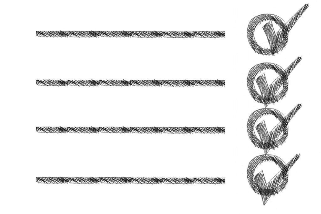 Blank lines arranged as a list with checkmarks to the right